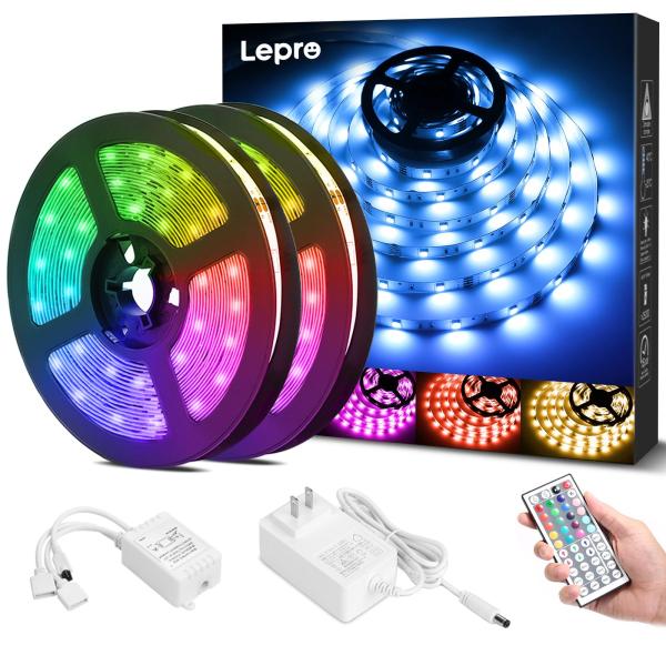 Lepro LEDテープライト SMD 5050 両面テープ 10m (5m*2本) 300連 非防...