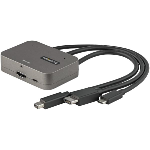 StarTech.com 3in1 HDMIマルチ変換アダプタ／3入力（USB-C、Mini Dis...