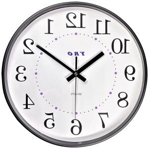 YRO ミラー時計 掛け時計 逆転時計 逆回り 反転時計 鏡に映して使う 壁掛け時計 美容院 理容院 洗面所 ダンス教室 (ホワイトA)