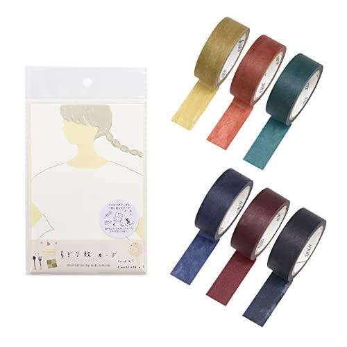 カミイソ産商 ポストカード 封筒付 &amp; マスキングテープ 田村美紀 ちぎり絵カードセット トリップ ...