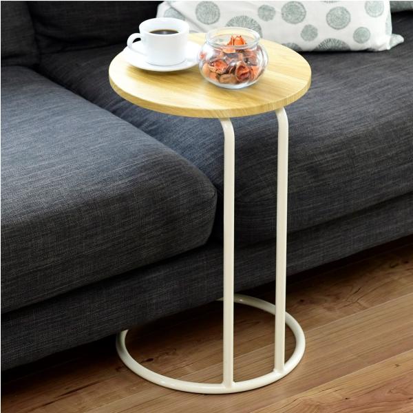 [山善] サイドテーブル スリム 【完成品】 コの字型 軽量 直径33×高さ52.5cm ベッドテー...