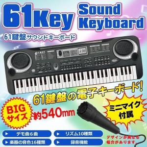 電子キーボード 多機能サウンドキーボード 電子ピアノ マイク付き 楽器 録音機能 デモ曲6曲 音色16種類 スピーカー 高音質 ピアノレッスン ◇ 61鍵盤キーボード