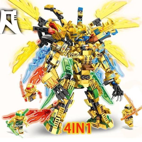 大人気 4つのワールド 新品 レゴ(LEGO)互換 レゴニンジャゴー 巨神メカ 黄金の戦士 ドラゴン...