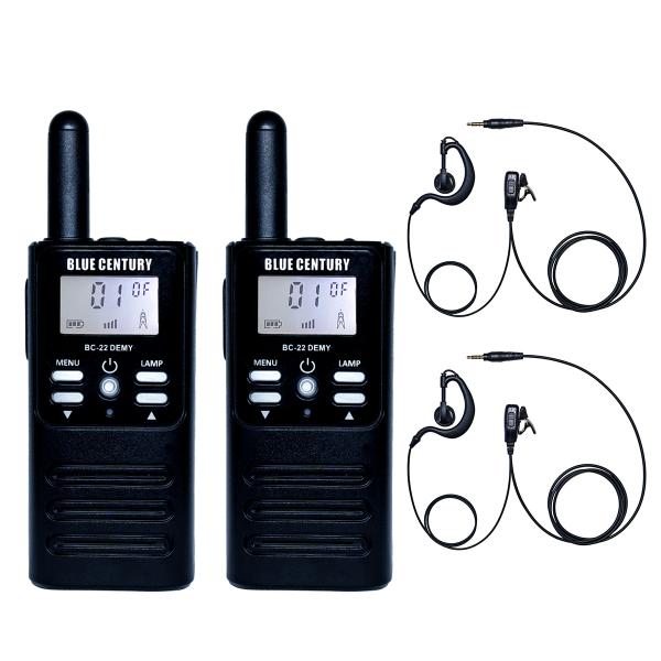 耳掛けイヤホン付2台セット 単三電池2本 日本メーカー 小型 特定小電力トランシーバー BLUE C...