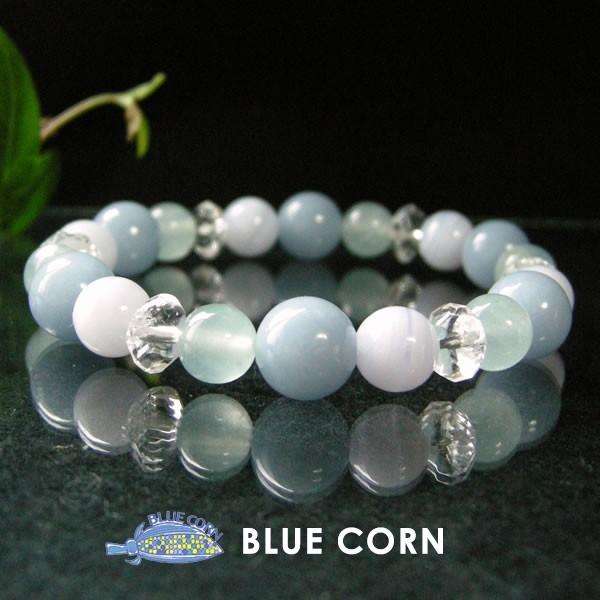 パワーストーン ブレスレット アクアマリン ミルキーインカローズ ピンクカルセドニー お守り石 幸運...