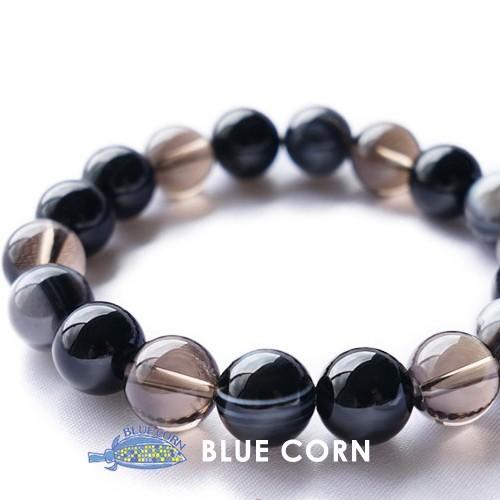 天然石 ブレスレット オニキス 天眼石 スモーキークォーツ 魔除け 邪気払い 成功 おしゃれ 数珠ブ...