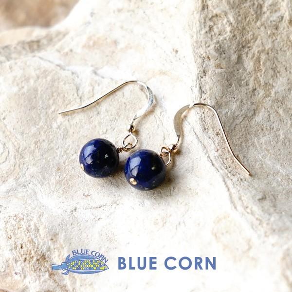 天然石 ピアス 14KGF ラピスラズリ ネイビー 幸運 お守り石 フックピアス ノンホールピアス ...