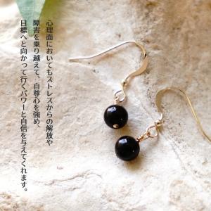 天然石 ピアス 14KGF モリオン黒水晶 6...の詳細画像2