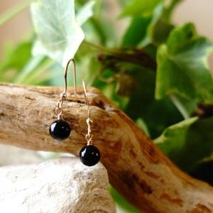 天然石 ピアス 14KGF モリオン黒水晶 6...の詳細画像4