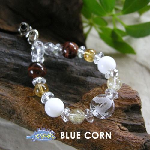 パワーストーン 携帯ストラップ 天然石 青龍の手彫り水晶付き！ ゴールデンルチルクォーツ シトリン ...