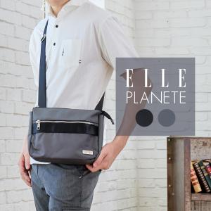 ショルダーバッグ メンズ ELLE PLANETE 斜めがけ サコッシュ ビジネス オフィス カジュアル 軽量 ナイロン 薄型 肩掛けバッグ コンパクト ギフト  爆買
