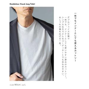 長袖Tシャツ メンズ Vネック ダブルフェイス...の詳細画像2