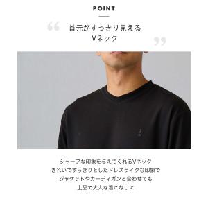 長袖Tシャツ メンズ Vネック ダブルフェイス...の詳細画像3