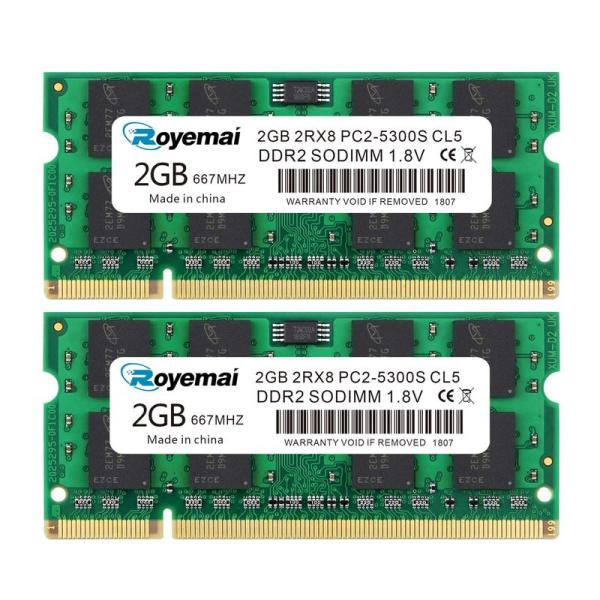 4GB 2X2GB ノートPC用 メモリ1.8V PC2-5300 DDR2 667 5300S 6...