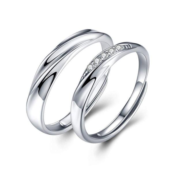 JUDYの秘密愛の言葉ペアリング カップル リング スワロフスキージルコニア 純銀製指輪 レディース...