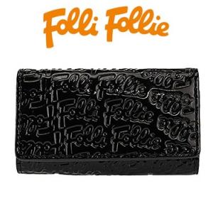 フォリフォリ Folli Follie キーケース レディース  ロゴマニア WA0L034SK/BLK ブラック｜blue-ribbon2