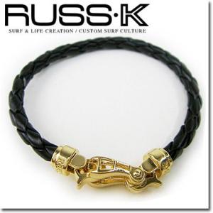 RUSS-K ラスケー ブレスレット メンズ レザー RK550BK/Y イエローゴールド×ブラック｜blue-ribbon