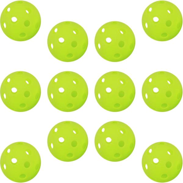[GP] 野球 バッティング トレーニング ボール 穴あき PE素材 蛍光緑 42mm 12個入り