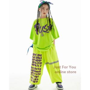 蛍光緑 キッズダンス衣装 セットアップ 子供服...の詳細画像1