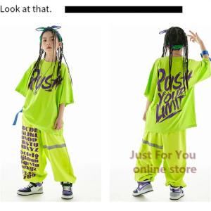 蛍光緑 キッズダンス衣装 セットアップ 子供服...の詳細画像4