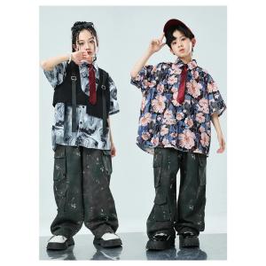 花柄 半袖 シャツ キッズ ダンス衣装 子供服...の詳細画像1