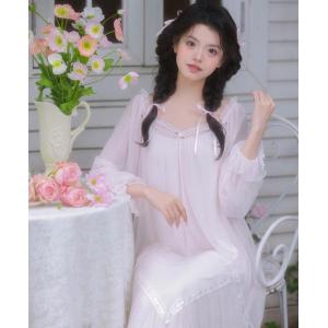 お姫様 ネグリジェ 大人 長袖 ロング丈 ネグ...の詳細画像1