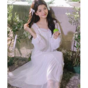 お姫様 ネグリジェ 大人 長袖 ロング丈 ネグ...の詳細画像2