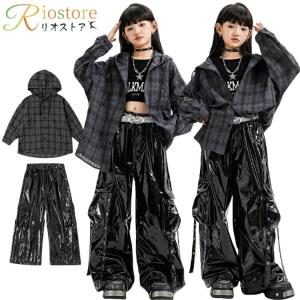 キッズ ダンス 衣装トップス チェック セットア...の商品画像