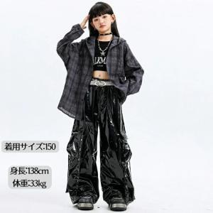 キッズ ダンス 衣装トップス チェック セット...の詳細画像1