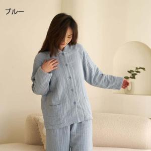 パジャマ レディース ガーゼ パジャマ 綿10...の詳細画像1