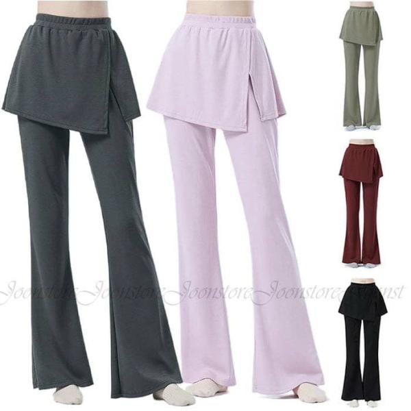 ダンスパンツ レディース ストレッチパンツ 美脚パンツ 女性 ヨガウェア ヨガパンツ スカート付き ...