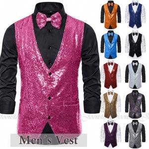スパンコールベスト メンズ 舞台衣装ステージ衣装 スパンコール きらきら 男性用 ベスト ジャズ ダンス衣装 舞台 光沢 スパンコール ベスト パーティー イベント