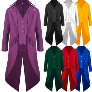 コスプレ衣装 メンズ タキシード 中世 ヨーロッパ 貴族 衣装 長袖 ロングコート 男性用 ジャケット ゴシック 服 王子様 公爵 燕尾服 ハロウィン 仮装 大人 宮廷