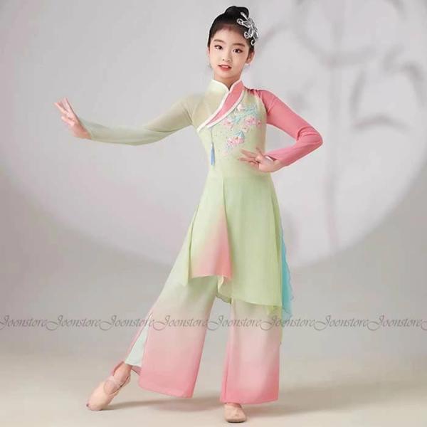 グラデーション 古典ダンス衣装 女の子 子供 上下セットアップ キッズ 古典舞踊 古典ダンス 扇子 ...