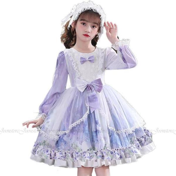 子供ワンピース ロリータワンピース 半袖 お姫様ドレス 結婚式 発表会 キッズドレス 110 120...