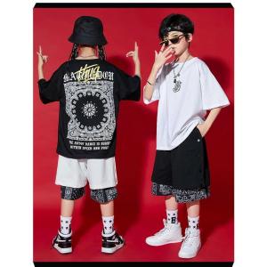 ペイズリー 白 黒 キッズ ダンス衣装 セット...の詳細画像1