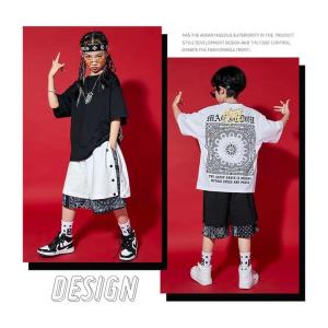 ペイズリー 白 黒 キッズ ダンス衣装 セット...の詳細画像2