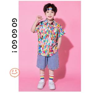 カラフル デニム キッズダンス衣装 セットアッ...の詳細画像5