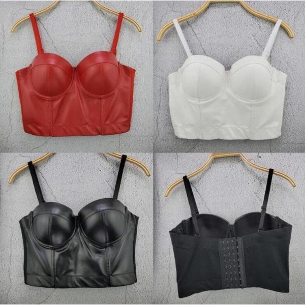 レディースレザービスチェ ナイトクラブ演出 パーティーPU革ブラトップ  キャミソール タンクトップ...