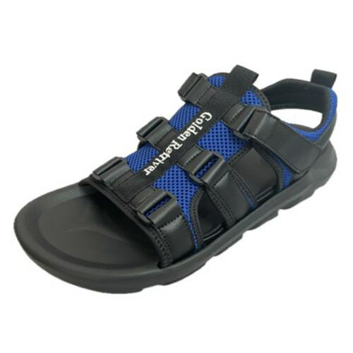 新柄 GOLDEN RETRIVER メンズ アウトドア サンダル ブラック × ブルー 7962-...