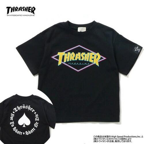 THRASHER スラッシャー キッズ ジュニア レディース 半袖 Ｔシャツ ブラック 90〜160...