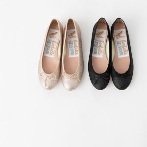 バレエシューズ ぺたんこ パンプス グリッターカラー ゴールド ブラック ラメ farfalle ファルファーレ FF143C017B 日本製 フラットシューズ (※メール便不可)