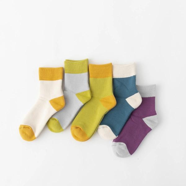 ビオルネ パイル編みミドル丈アメリブ配色ソックス メール便OK biollne 322233 靴下 ...