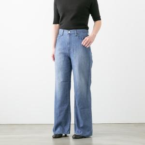 サキュウ Linen Wide Flare リネン ワイド フレアパンツ メール便OK caqu 24235 レディース デニムパンツ おしゃれ 春夏 ゆったり ブルー ネイビー｜bluebeat-y