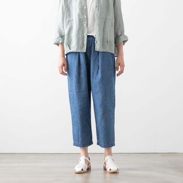 caqu サキュウ リネン 麻 綿 クロップド テーパード パンツ レディース ボトムス デニム デ...