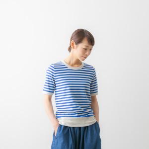 アルモニ Tシャツ カットソー 半袖 ボーダー オーガニックコットン フライス ベーシック カジュアル インナー harmonie 8850081 春夏 メール便OK