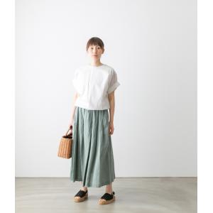 イナ リネンスカート ロング ナチュラル服 麻...の詳細画像2