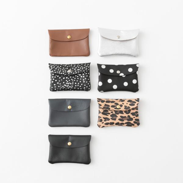 マリンデイ カードケース ゴートスキン レザー コンパクト ミニ財布 小物入れ シルバー ブラック ...