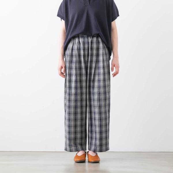 トラバイユ マニュアル コットン ダンプ チェック バームパンツ メール便OK TRAVAIL MA...