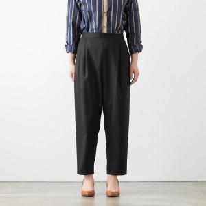 ユティリテ ギャバ ストレッチ タック パンツ UT107SS51 utilite レディース ツータック テーパード ウエストゴム ブラック 黒 キレイめ セットアップ